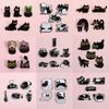 4-8pcs/set Cute Black Cat Series Enamel Pins Cartoon Big Eyes Kitten Animal Brooch Lapel Backpack Badge Jewelry Gift For Friends