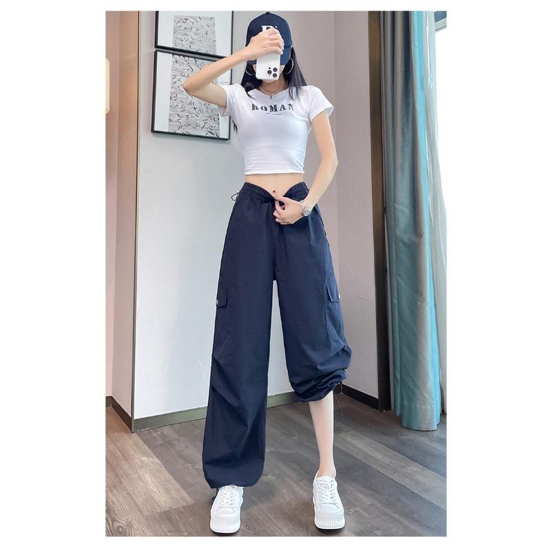 Women's Quick Drying Thin Sports Pants Summer High Waist Casual Convertible Cargo Pants for Outdoor Exercise Fitness