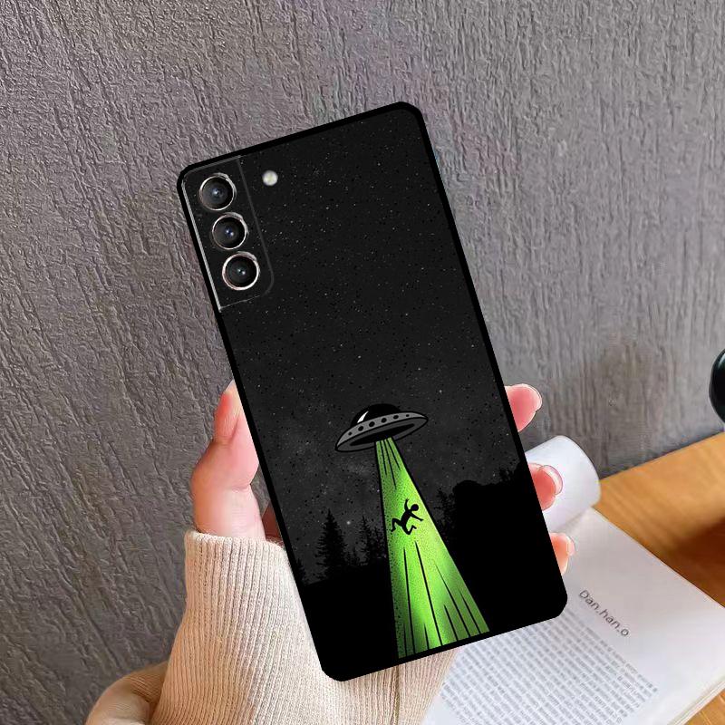 Cartoon Space Alien UFO Soft Case For Samsung Galaxy S20 FE S21 S22 S23 Ultra Note 20 S8 S9 S10 Note 10 Plus Coque