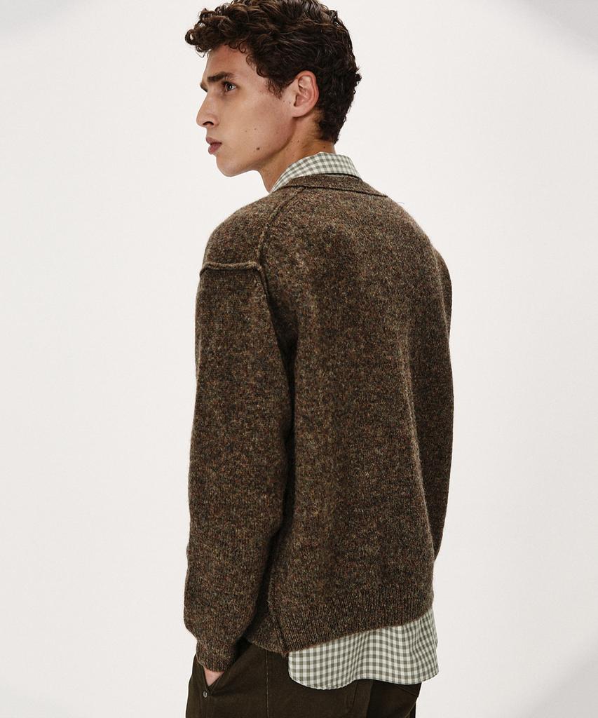 Shirter Shaggy Dog Reverse Seam Cardigan (Brown)