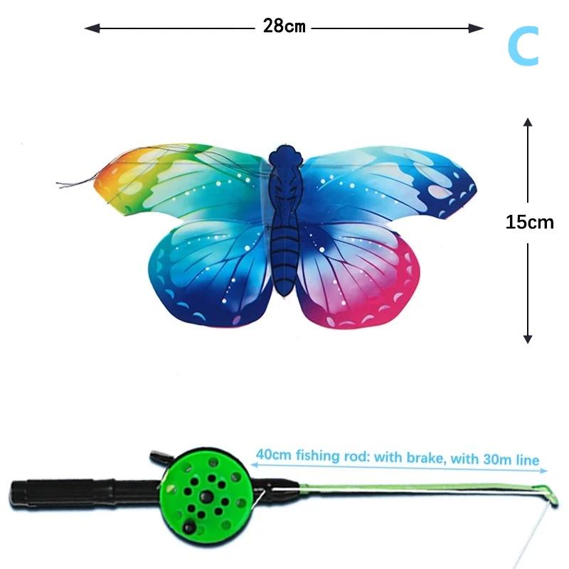 1Set Cartoon Butterfly & Eagle Kite For Kids - 164Ft/50M String With Handle - Summer Outdoor Flying Kite Toy For Children