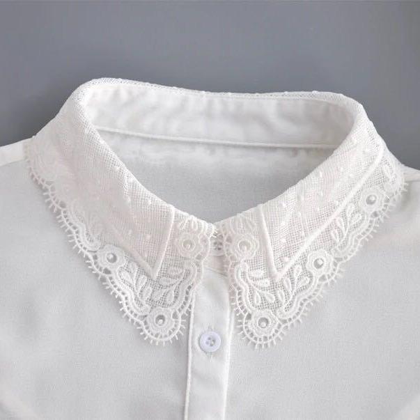 Chiffon Half-Shirt Lace Floral False Collar for Women's Shirt Detachable Collars Women Fuax Cols Clothes Accessories