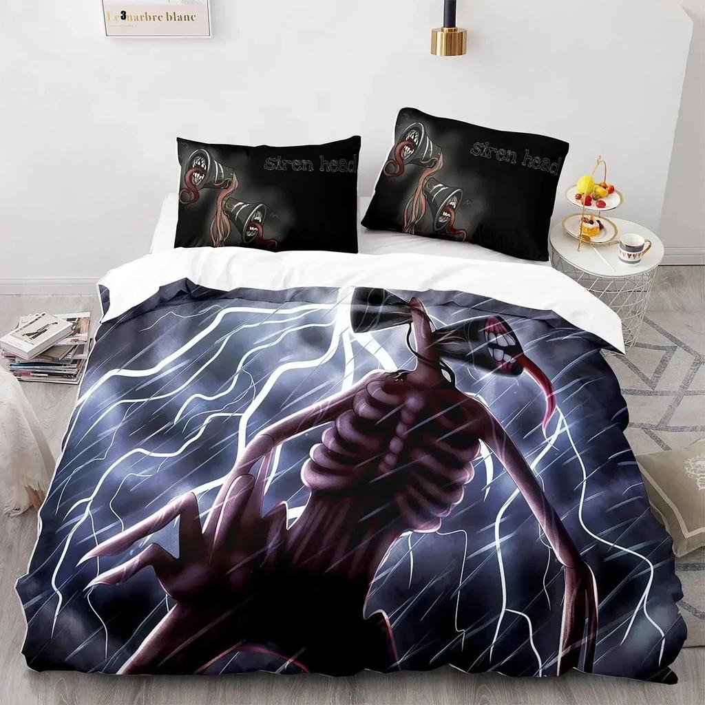 3D Print Siren Head Bedding Set Duvet Cover Sheet Printed Bed Set Pillowcase Bed Full Queen King Size Comforter Bedroom