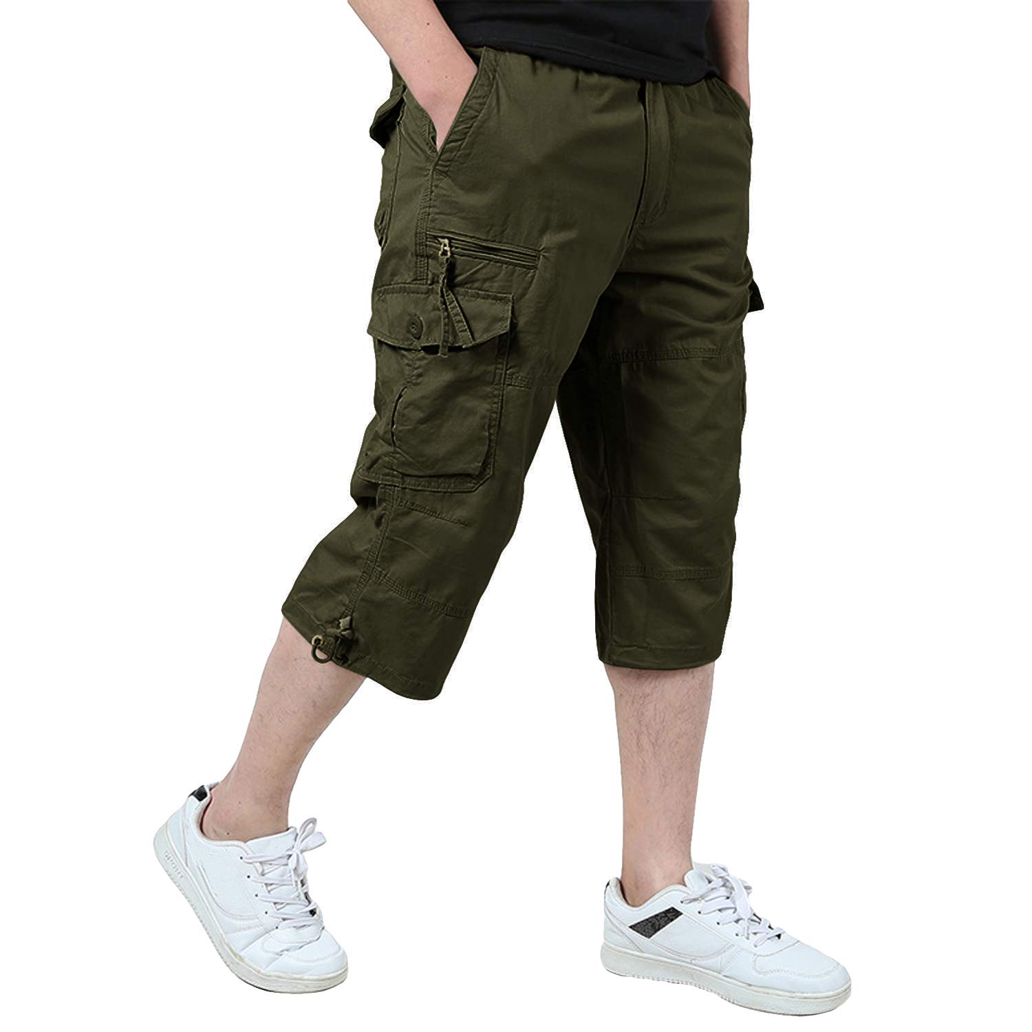 

Men s Cargo Shorts, Plus Size, Loose Fit, Cotton, Summer Pants, Work Shorts, Fishing Wear, Green, OD XL