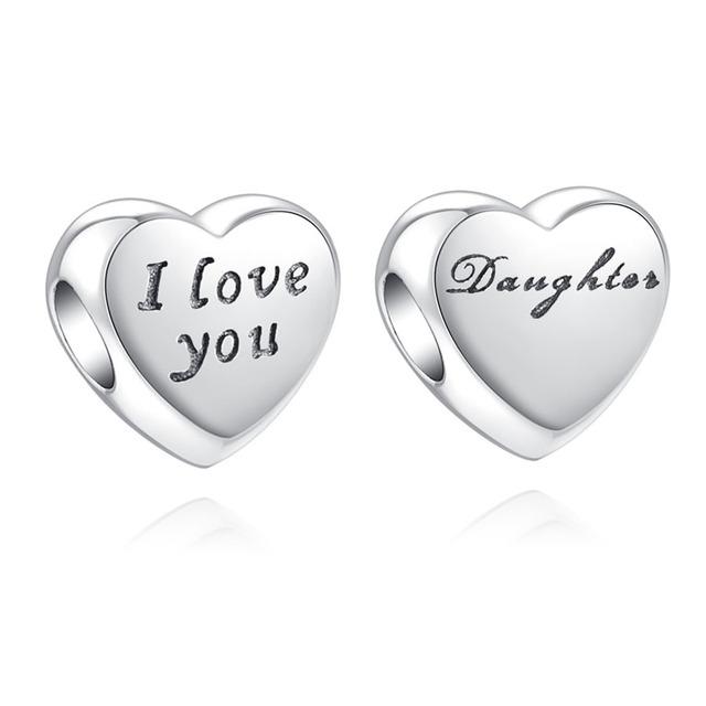 New European I Love You Dauther Auntie Cousin Diy Bead Fit Original Charms Silver 925 Bracelet Jewelry Women Acessories