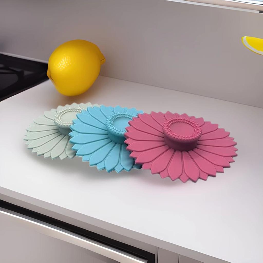 2er-Pack Kreative Silikon-Tassenabdeckungen Sonnenblumen-Silikon-Tassenabdeckungen Staubdicht und Auslaufsicher Teetassen- und Kaffeetassenabdeckungen