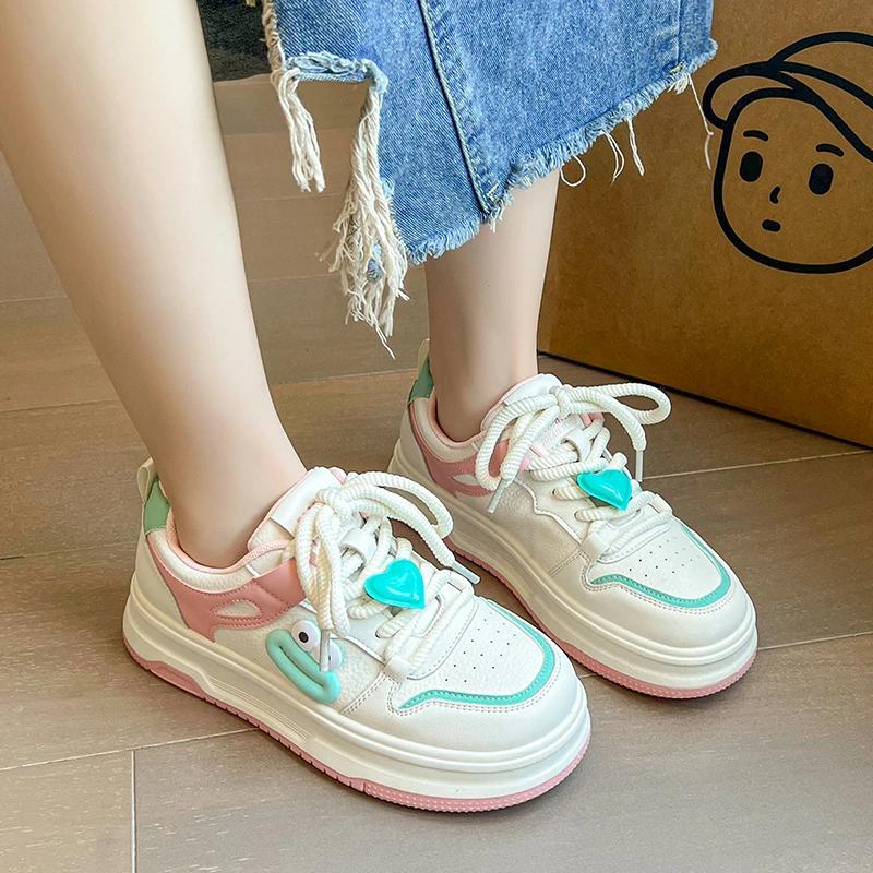 Women's Sneakers Pink Platform Sports Shoes Female Harajuku Kawaii Vulcanized Shoes Casual Cute Board Shoes Ladies Trainers