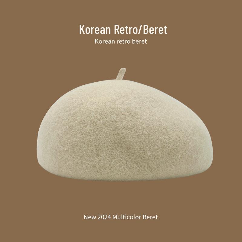 Korean Style Women's Wool Knit Beret – Warm Retro Octagonal Hat