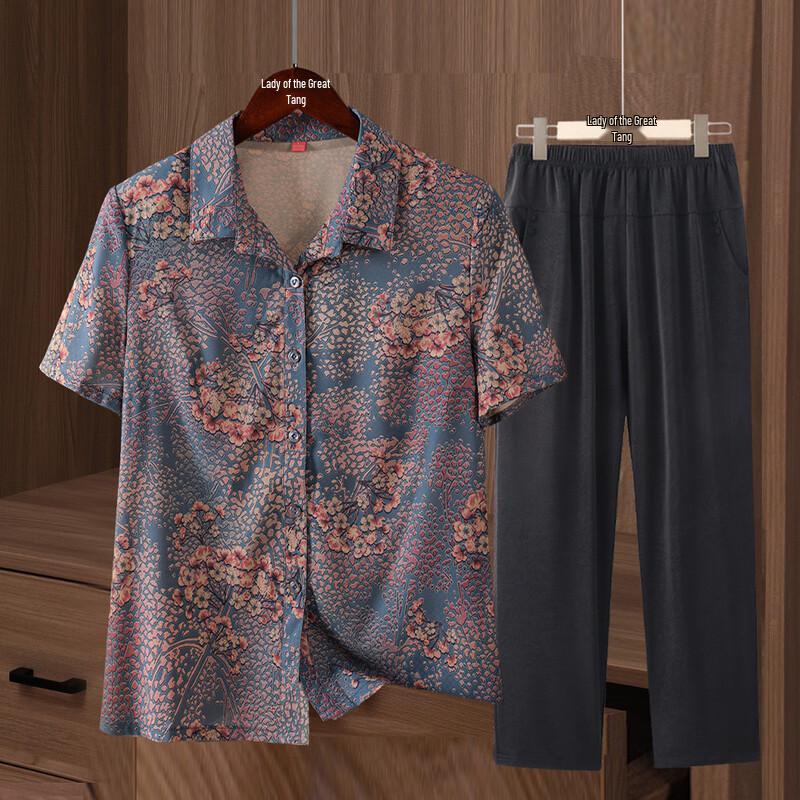 Women s Summer Short-Sleeve Set for Middle-Aged & Elderly 3XL