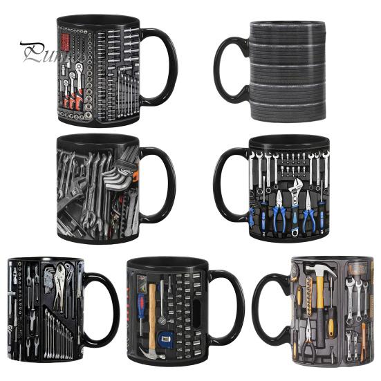 Handmade Ceramic Cup Mechanic Tool Box Coffee Mug 350ml Tea Wrench Fade Resistant Screwdriver Hammer Unique Gift for Engineers DIY Enthusiasts