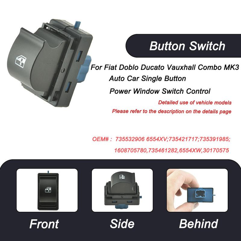 For Fiat Doblo Ducato Vauxhall Combo MK3 735421717 6554XV 735532906 Auto Car Single Button Power Window Switch Control