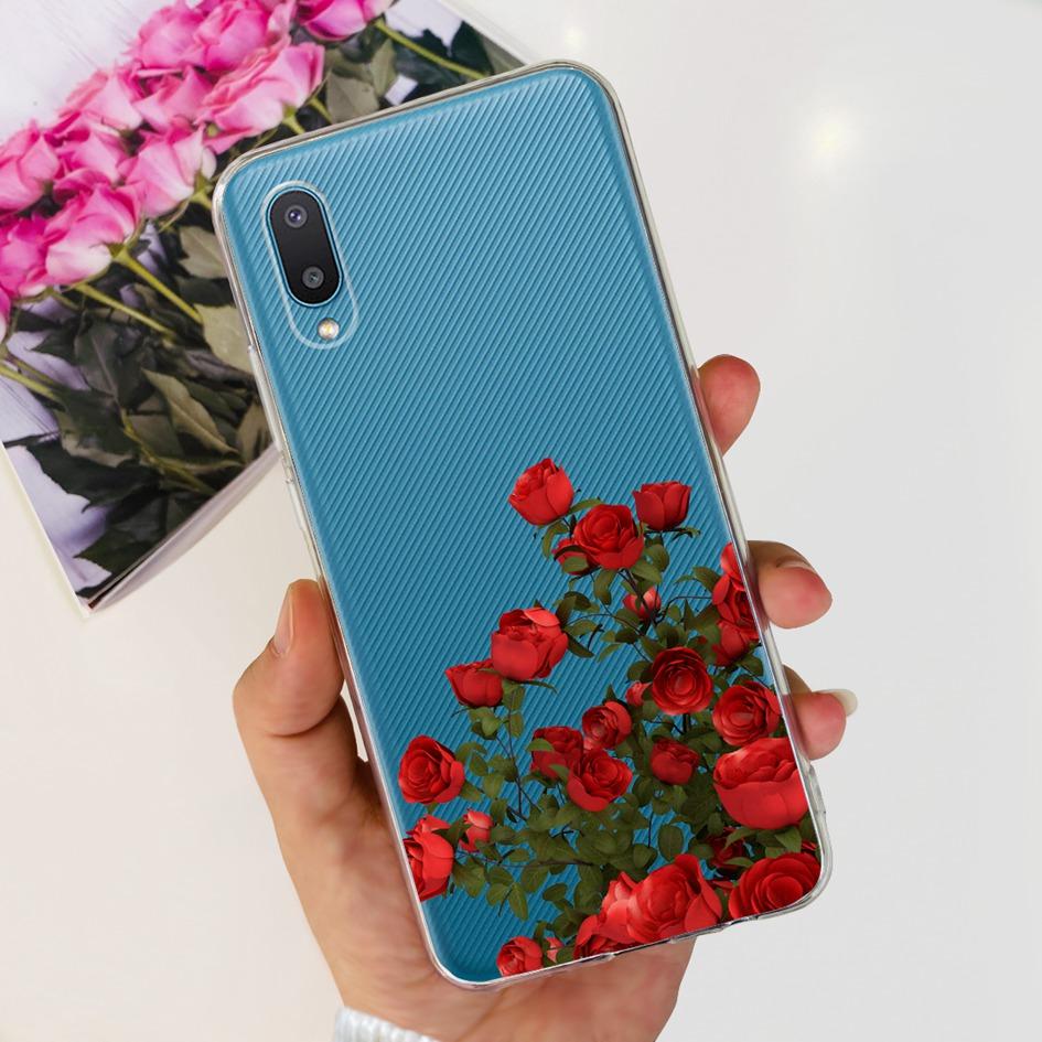 For Samsung Galaxy A02 Case M02 Phone Cover Fashion Flower Clear Silicone Soft Funda on Samsung A02 GalaxyA02 SM-A022F Protector