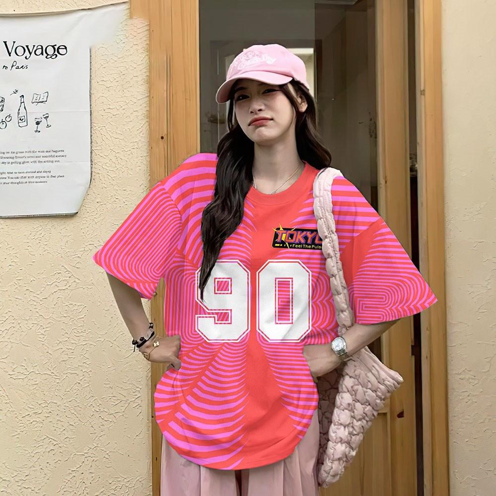 

Korean style street style loose-fitting sweatshirt, plus size, breathable and quick-drying street T-shirt, fashionable women s digital T-shirt. 5XL