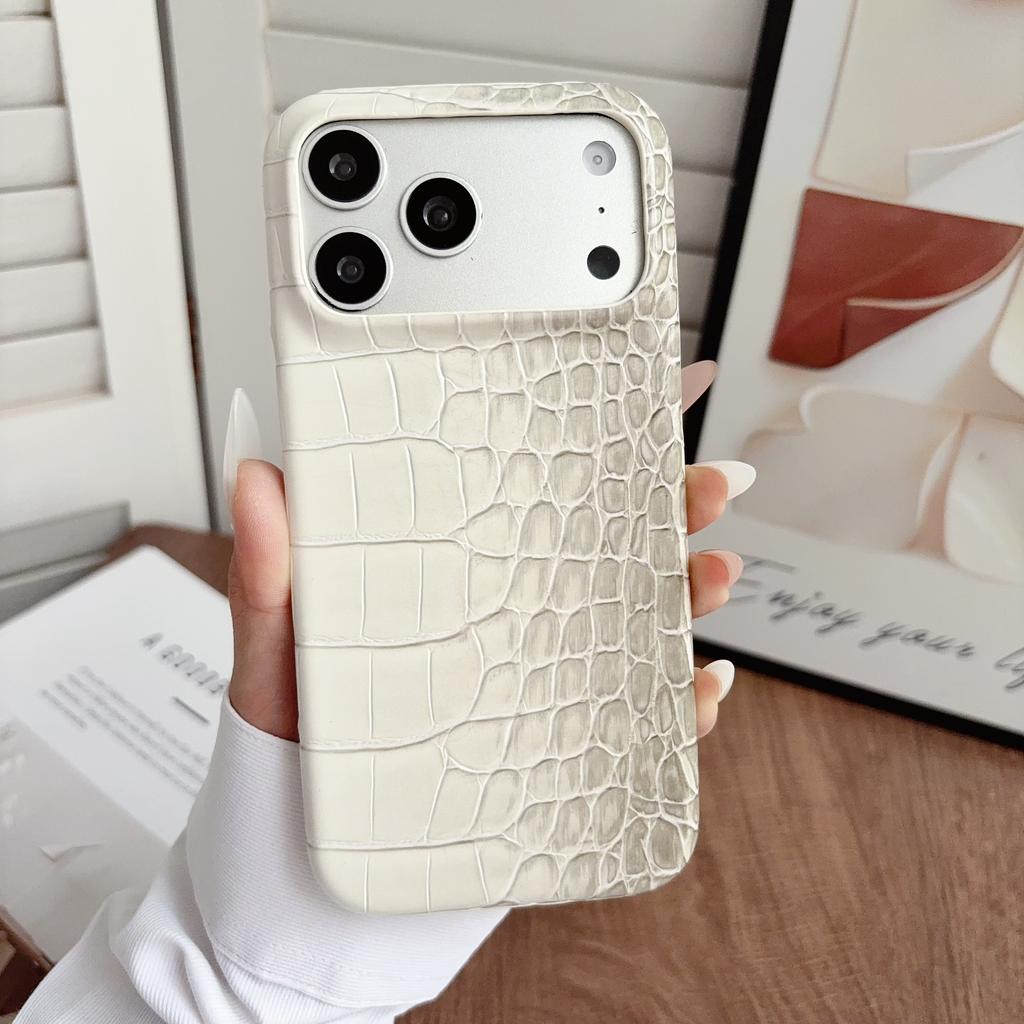 Original Glossy Crocodile Grain Leather Pattern Phone Case For iPhone 17 16 15 Pro Max Gradient Color Shockproof Bumper Cover
