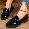 Women's Plus Size Patent Leather Bow Mary Jane Loafers - Spring/Autumn 2024 Casual Shoes