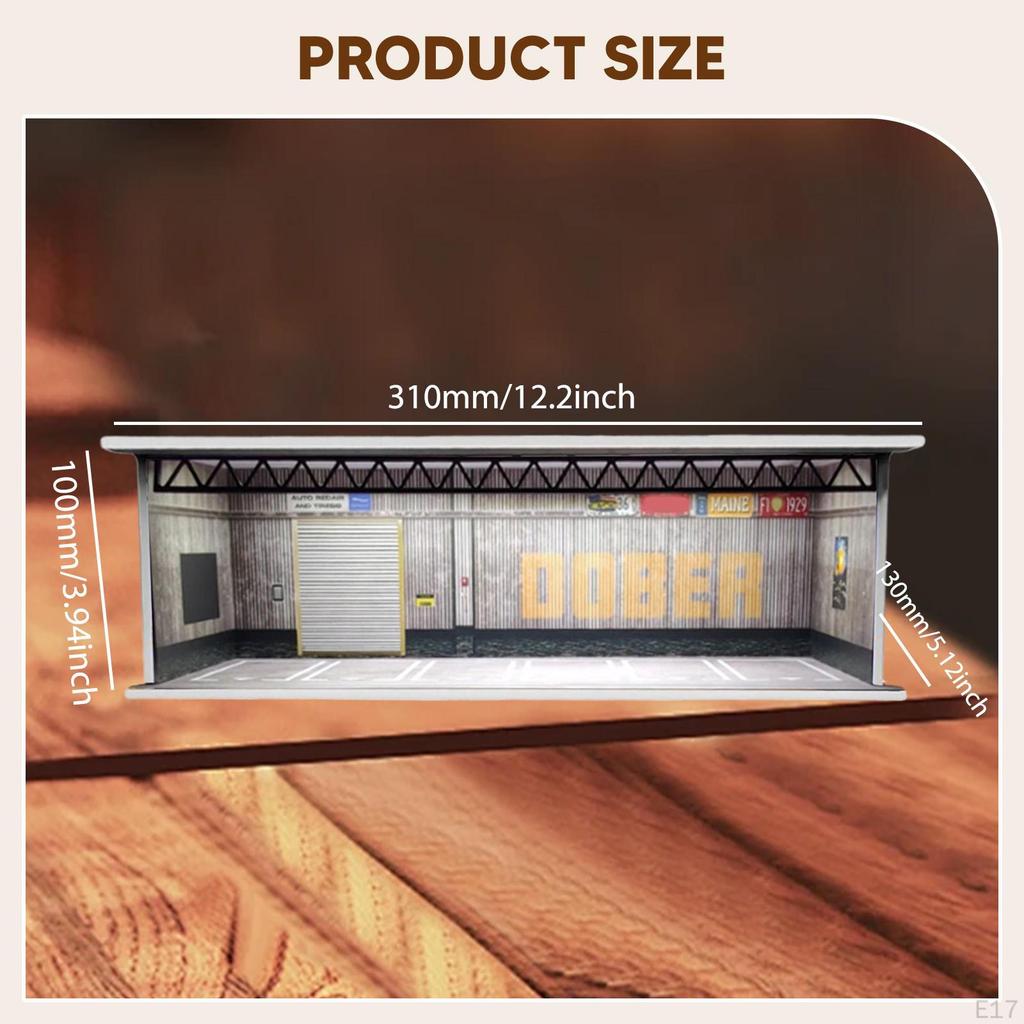 1/64 Model Car Display Case Garage Diorama Ornament Micro Landscape Decor Miniature Scenario