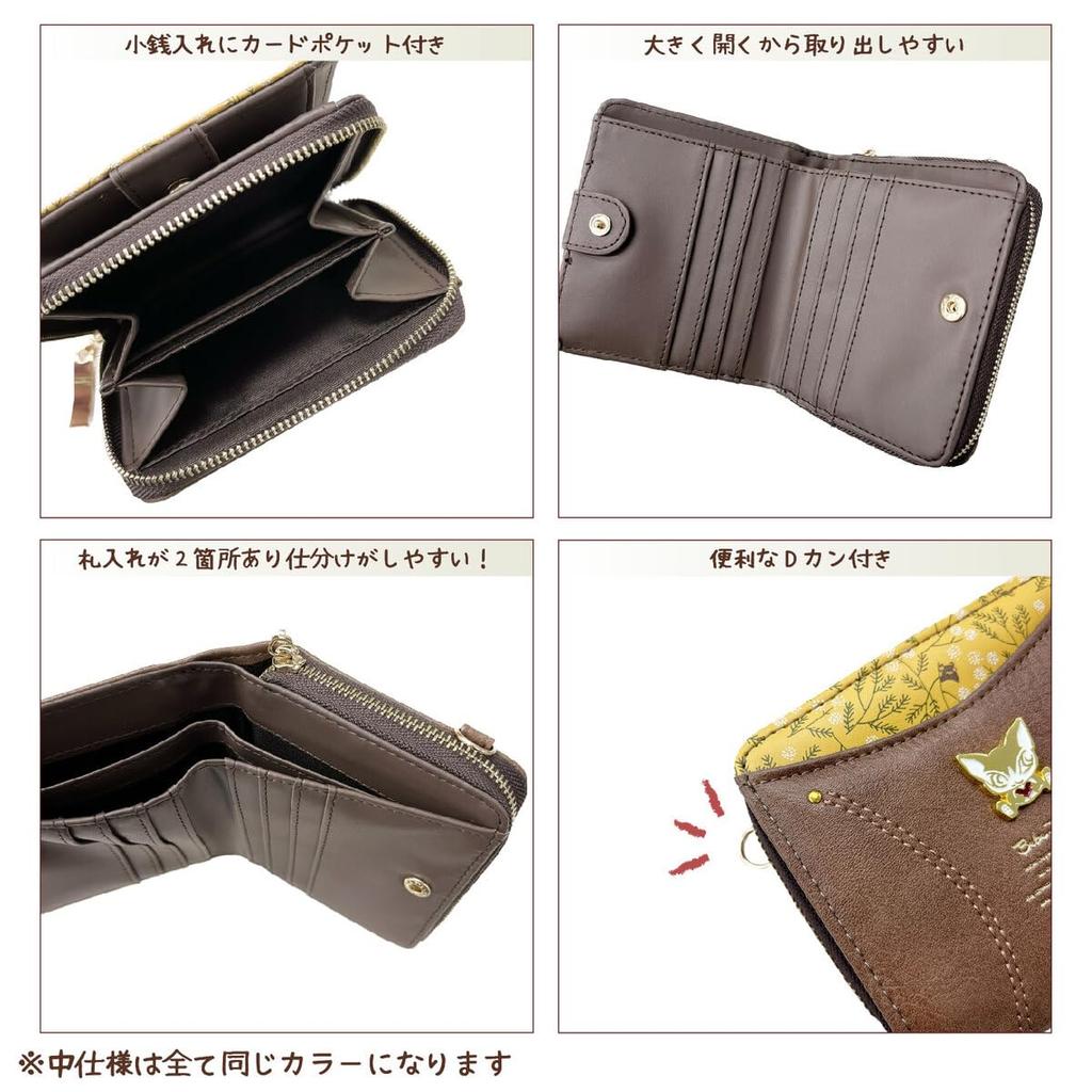 [K-PARTS] BebeDayan Mimosa Kompaktes Taschenportemonnaie, Mini-Portemonnaie mit rundem Reißverschluss, Damen-Dayan-Portemonnaie, Wachifield Rundreißverschluss, Münzetui, Synthetisch