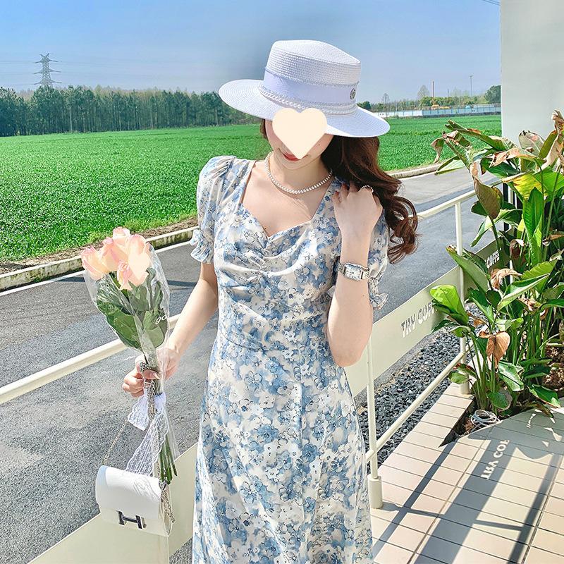Small dress flavor British dress dress dress split summer dress floral hot mom