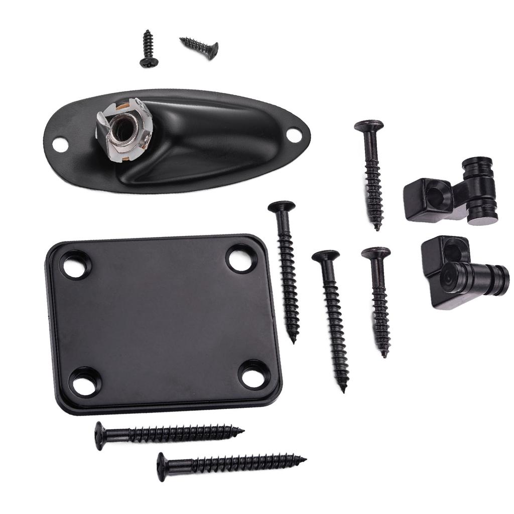 Guitar String Tree Retainer Set Guitar Loaded Socket Plate with Screws for Replacement Black
