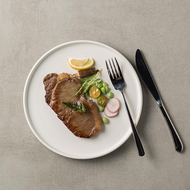 Black Plate Steak Plate Western Plate High Value Household Black Matte Flat Plate Western Plate Creative Meal Plate
