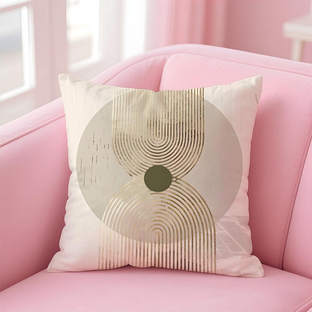 Retro geometric abstract print Cushion Cover Pillowcase Short Plush Invisible zipper Room Sofa Cushion Cover