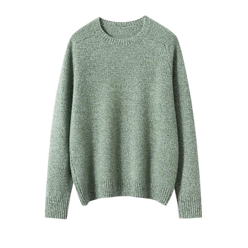Women's Thickened Cashmere Sweater - Autumn/Winter Heather Yarn Round Neck Knitwear, Lazy Style, Solid Color Base Layer Top