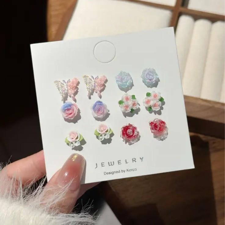 Pink Butterfly Tassel Pearl Stud Earrings Set for Women - High-End Luxury Jewelry