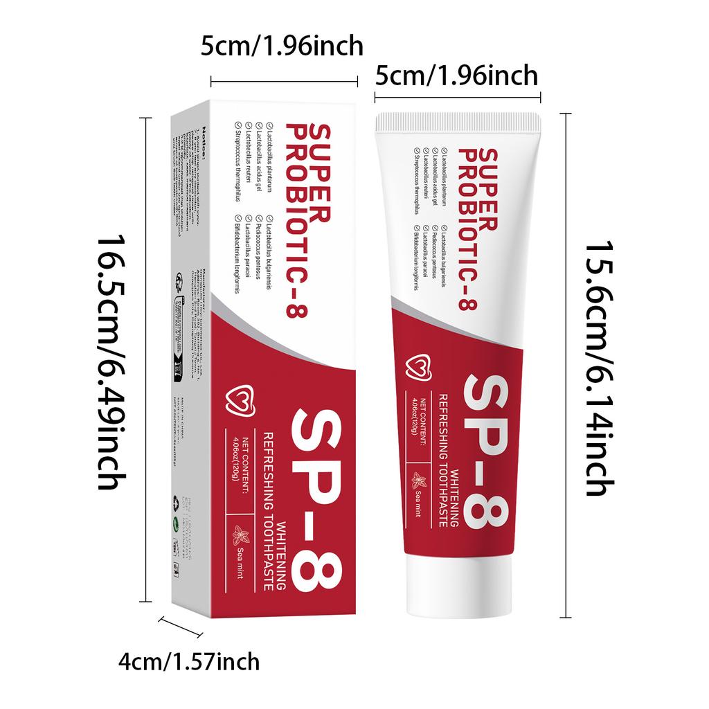 SP-8 Probiotic Toothpaste,Hydroxyapatite Repair for Oral Care Deeply Clean,Removes Stains,Fresh Breath Keep Mouth Health 120g
