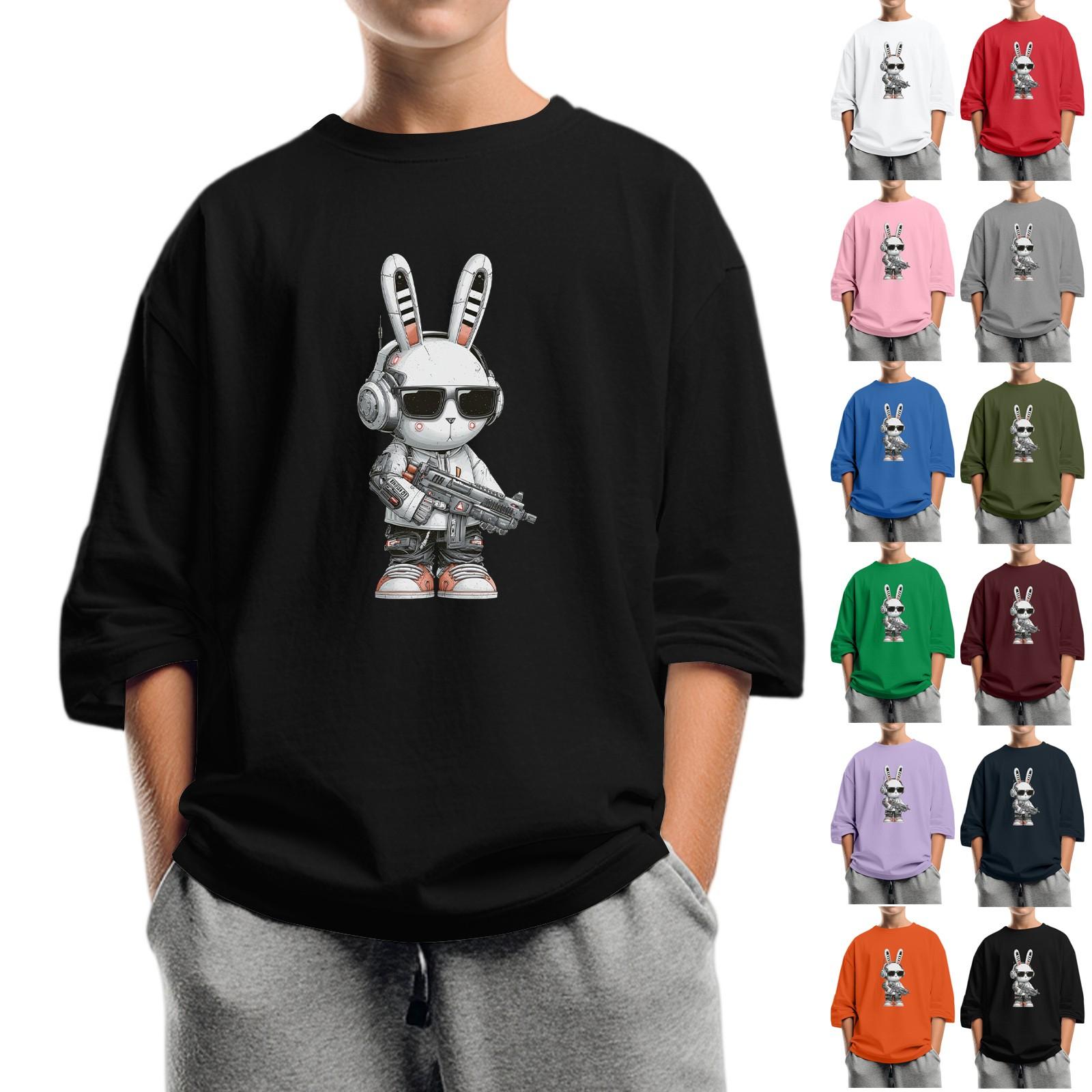 

Children s Fashion Printed Round Neck Seven Sleeve Top Casual T-Shirt 110