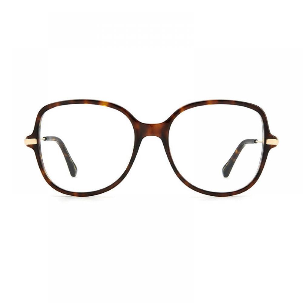 Jimmy Choo Eyeglasses Square Full Rim  Dark Havana Gold Frame And Clear Demo Lens Lens Jc356008600 Gold