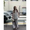 White Slip Top Micro Transparent Polka Dot Vest Dress Sweet Set Women's Summer Loose Casual Pants Two-piece Set
