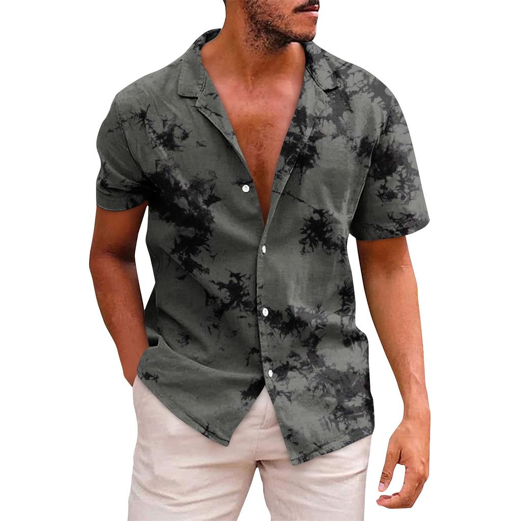 Men's Hawaiian Printed Button Short Sleeve Shirts Men's Casual Fashion Short Sleeve Shirts