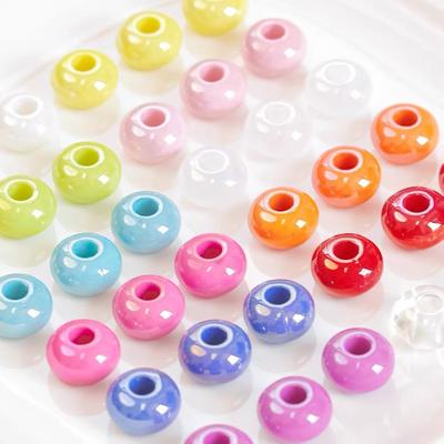 Acrylic Color DIY Handmade 14mm 10pcs Necklace Beaded Material Mobile Phone Chain Abacus Separated Beads Hair Accessories Large Hole