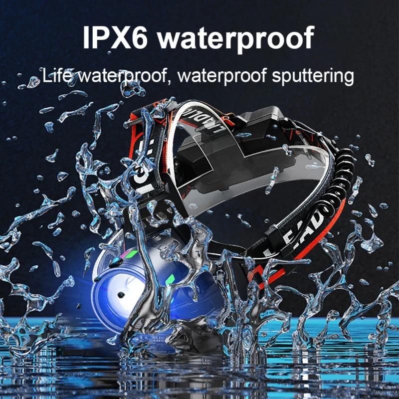 Powerful LED Headlamp Fluorescent Flashlight Zoomable IP64 Waterproof Long Range Headlight for Camping Hunting Fishing