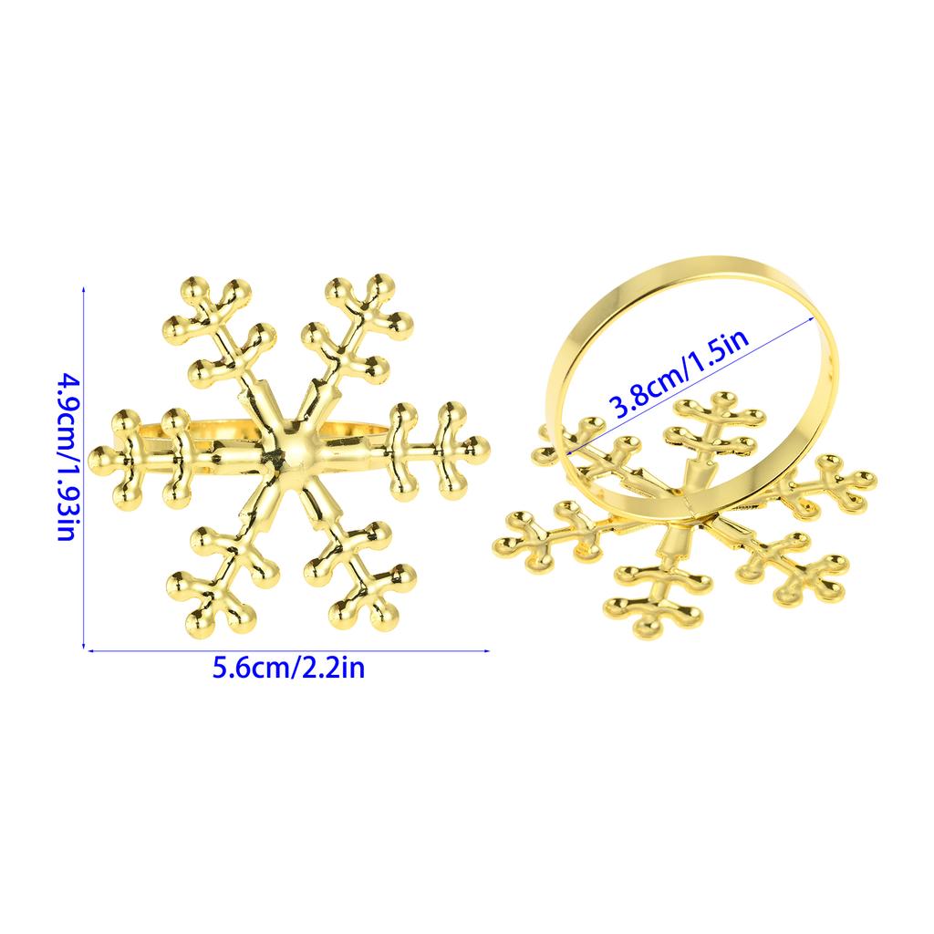 6Pcs/Set Alloy Gold Christmas Napkin Rings Napkin Holder Buckles for Xmas Wedding Thanksgiving Holiday Dinner Party Table Decor