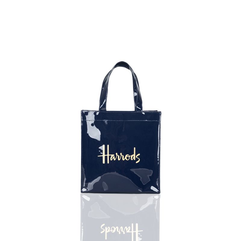 

British PVC Environmental-Friendly Waterproof Student Printed Shoulder Bag Dark blue Golden small size