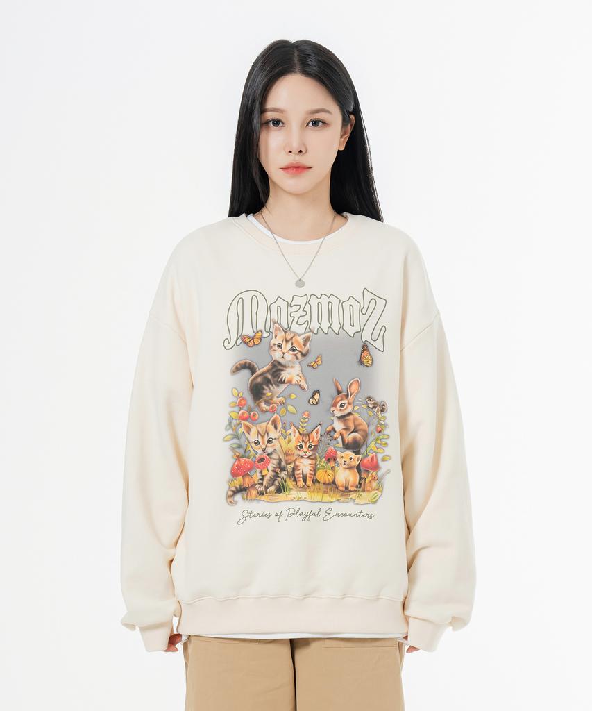 MOZMOZ Soft Terry Nature Oversized Sweatshirt Cream