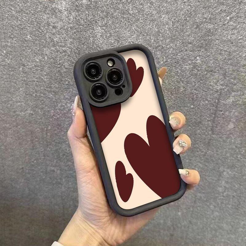 A Brown Heart-Shaped Pattern Phone Case For Samsung Galaxy S26 S25 Ultra S24 FE S23 S22 S21 Plus A17 A37 A57 A56 A55 A54 Cover