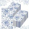 100pcs Blue Floral Paper Napkins Blue Floral Decorative Hand Towels for Bridal Shower Wedding Birthday Dinner Party Supplies