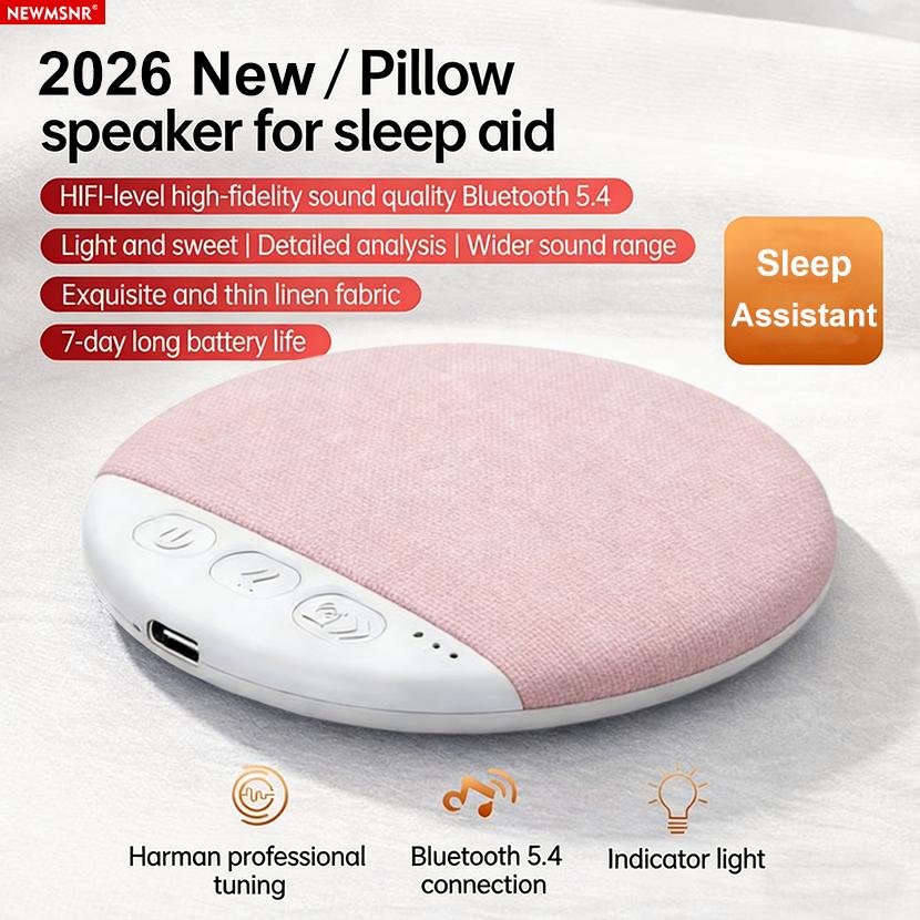 NEW Wireless Bedroom Pillow Speaker Bluetooth 5.4, Under Pillow Sound Machine with White Noise, 30/60/90 Min Timer, Stereo Sound
