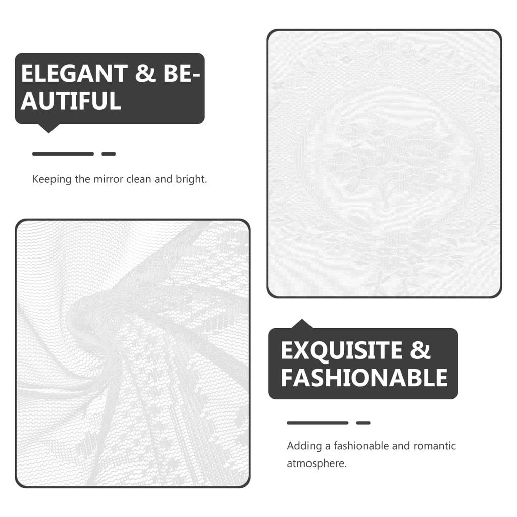 Toyvian Mirror Mirror Cover with Lace Embroidery and Floral Interior Stylish Cover, Dresser/Tabletop Pattern, Dustproof, Decor, 83x83cm,