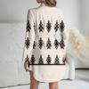 Women's Loose-fitting V-neck Long-sleeved Dress Print Work Shirt Dress