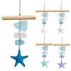 Seaglass Hanging Decoration Handmade Bohemian Coastal Nautical Starfish Sea Glass Art Home Office Beach House Wall Ornament Pendant