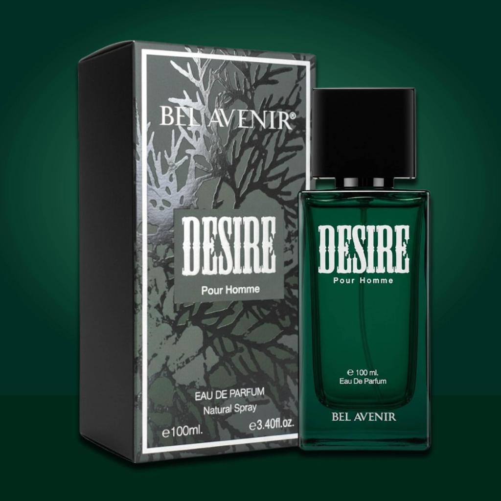 Bel Avenir Desire Perfume for Men | Long Lasting Perfume (8–10 Hours) | Fresh Aromatic Woody Fragrance for Everyday & Night Wear | EDP 100 ml