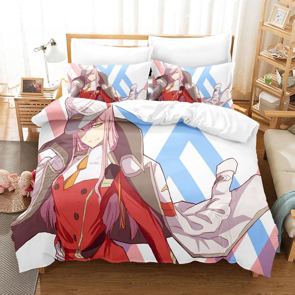 Zero Two (Darling In the FranXX) 002 Bedding Set Single Twin Full Queen King Size Bed Set Aldult Kid Bedroom Duvet Cover Sets