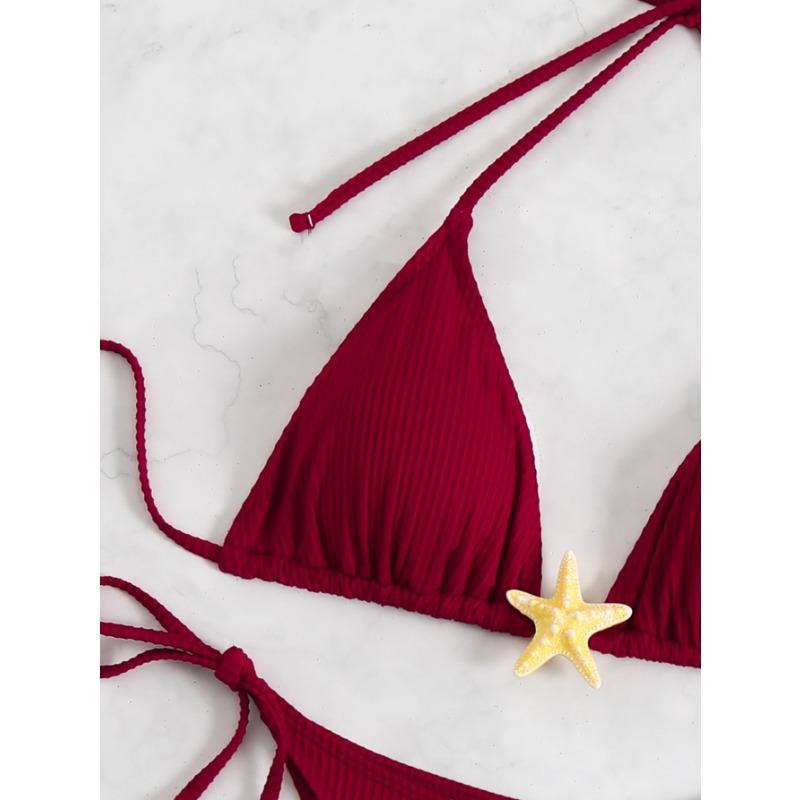 Vintage Beach Vacation Swimsuit Sexy Bikini Split Swimsuit Women Fashion Triangle Swimsuit Fine Stitching In A Variety of Colors Beachwear