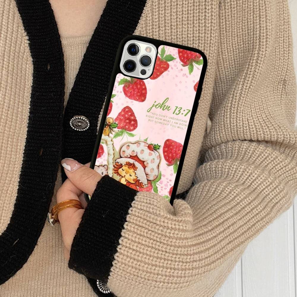 

Animated S-Strawberry S-Shortcake Phone Case For IPhone 17 16 Pro Max 11 12 13 14 15 Hard PC+TPU Bracket Back Cover iPhone 12pro max