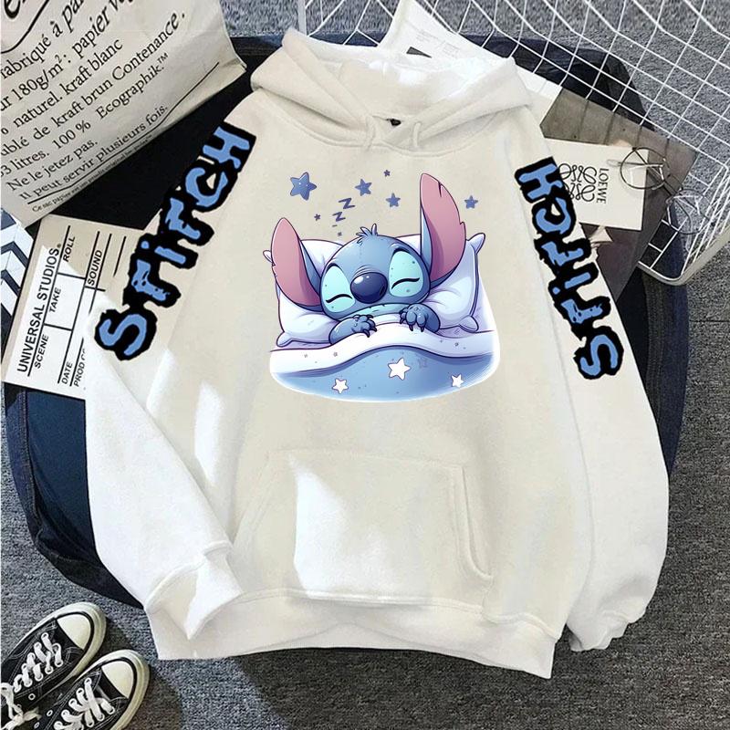 Luxury Brand Women's Hoodies Disney Lilo & Stitch Harajuku Jackets Japanese Fashion Winter Sweaters Women's Warm Sweatshirts