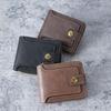 2024 Retro Men's Trifold Short Wallet with Horizontal Zipper and Card Holder
