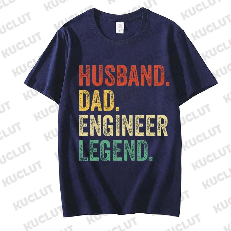Funny Husband Dad Engineer Legend Retro T Shirts for Men Summer Graphic Retro Streetwear Short Sleeve Father Gifts Men Tshirts S